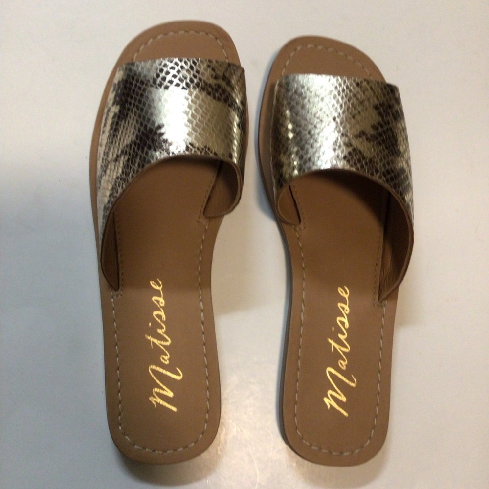Matisse sage snake print slide slip on ‎ upper leather sandals size 7m